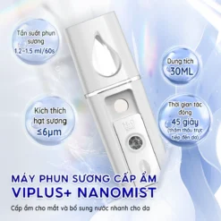 Máy phun sương cấp ẩm đa năng VIPLUS+ Nano Mist Sprayer, cấp ẩm và thư giãn tức thì cho mắt và da