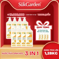 [SukGarden Chính Hãng] [MUA 8 TẶNG 4 CÙNG LOẠI] Nước Rửa Sinh Học SukGarden 1,28kg Chiết Xuất Enzyme Thực Vật - Hỗ Trợ Rửa Chén Bát, Rau Củ Quả