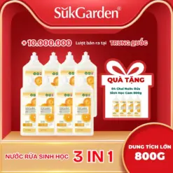 [SukGarden Chính Hãng] [MUA 8 TẶNG 4 CÙNG LOẠI] Nước Rửa Sinh Học SukGarden 800g Chiết Xuất Enzyme Thực Vật - Hỗ Trợ Rửa Chén Bát, Rau Củ Quả
