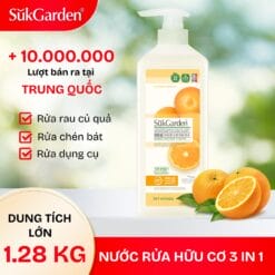 Sukgarden - nước rửa hữu cơ 3n1 hương cam