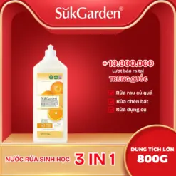 [SukGarden] Nước Rửa Sinh Học SukGarden Hương Cam 800g Chiết Xuất Enzyme Thực Vật – Hỗ Trợ Rửa Chén Bát, Rau Củ Quả