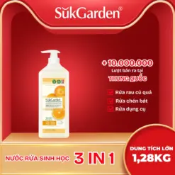 [SukGarden] Nước Rửa Sinh Học SukGarden Hương Cam 1,28kg Chiết Xuất Enzyme Thực Vật - Hỗ Trợ Rửa Chén Bát, Rau Củ Quả
