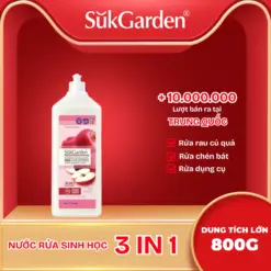 [SukGarden] Nước Rửa Sinh Học SukGarden Hương Táo 800g Chiết Xuất Enzyme Thực Vật – Hỗ Trợ Rửa Chén Bát, Rau Củ Quả