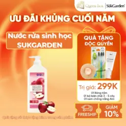 [SukGarden] Nước Rửa Sinh Học SukGarden Hương Táo 1,28kg Chiết Xuất Enzyme Thực Vật - Hỗ Trợ Rửa Chén Bát, Rau Củ Quả