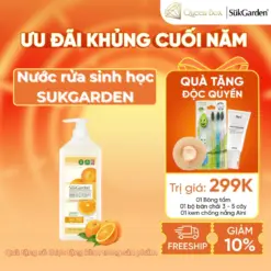 [SukGarden] Nước Rửa Sinh Học SukGarden Hương Cam 1,28kg Chiết Xuất Enzyme Thực Vật - Hỗ Trợ Rửa Chén Bát, Rau Củ Quả