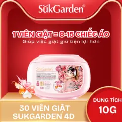 [Sukgarden] – Viên Giặt Quần Áo Sukgarden 4D Tinh Dầu Hoa Hồng – 10g*30 Viên