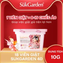 [SukGarden] - Viên Giặt Quần Áo Sukgarden 4D Tinh Dầu Hoa Hồng - 10g*18 Viên
