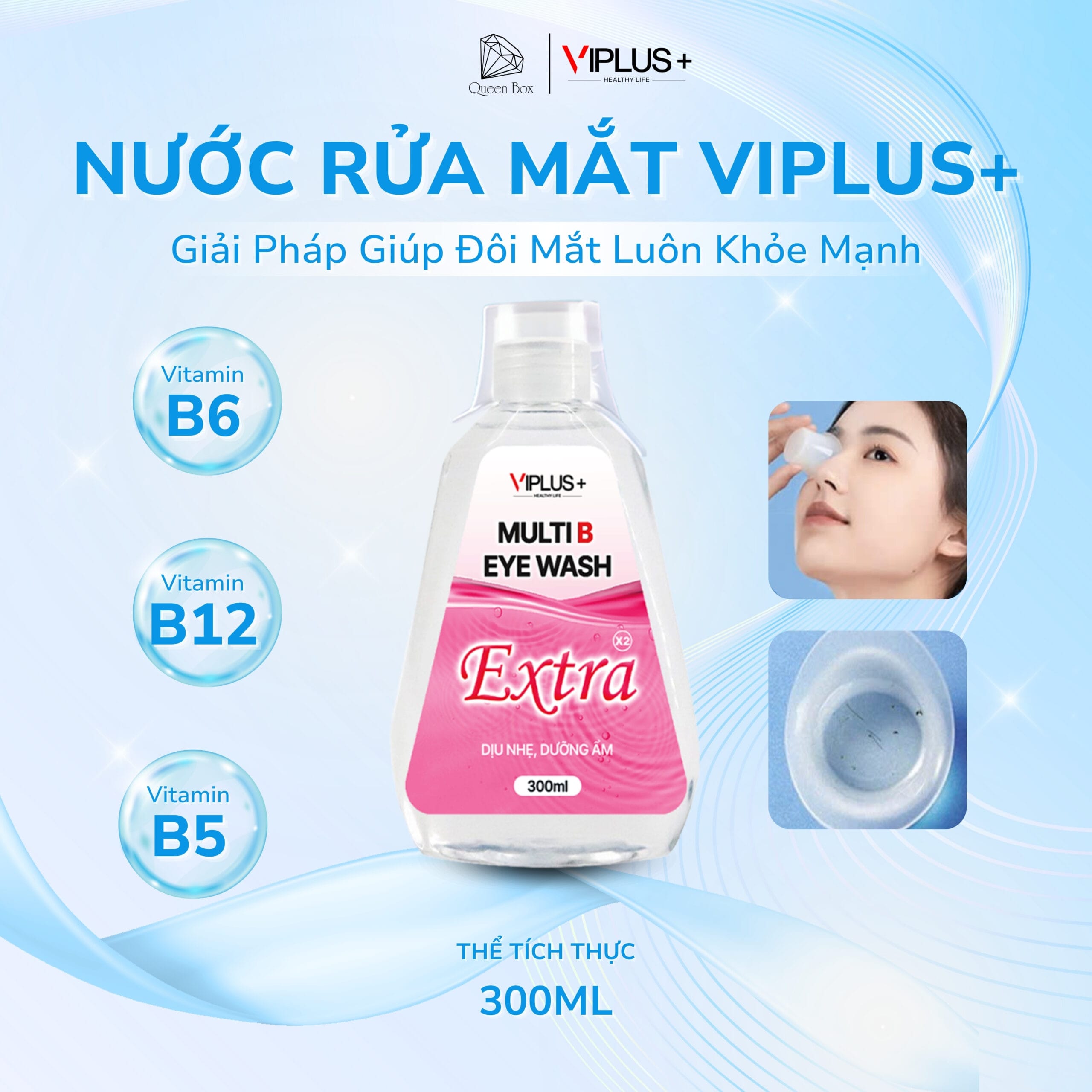 Nước rửa mắt Viplus+ dòng Extra dịu nhẹ, với hơn 4k lượt bán ra tại Queenbox