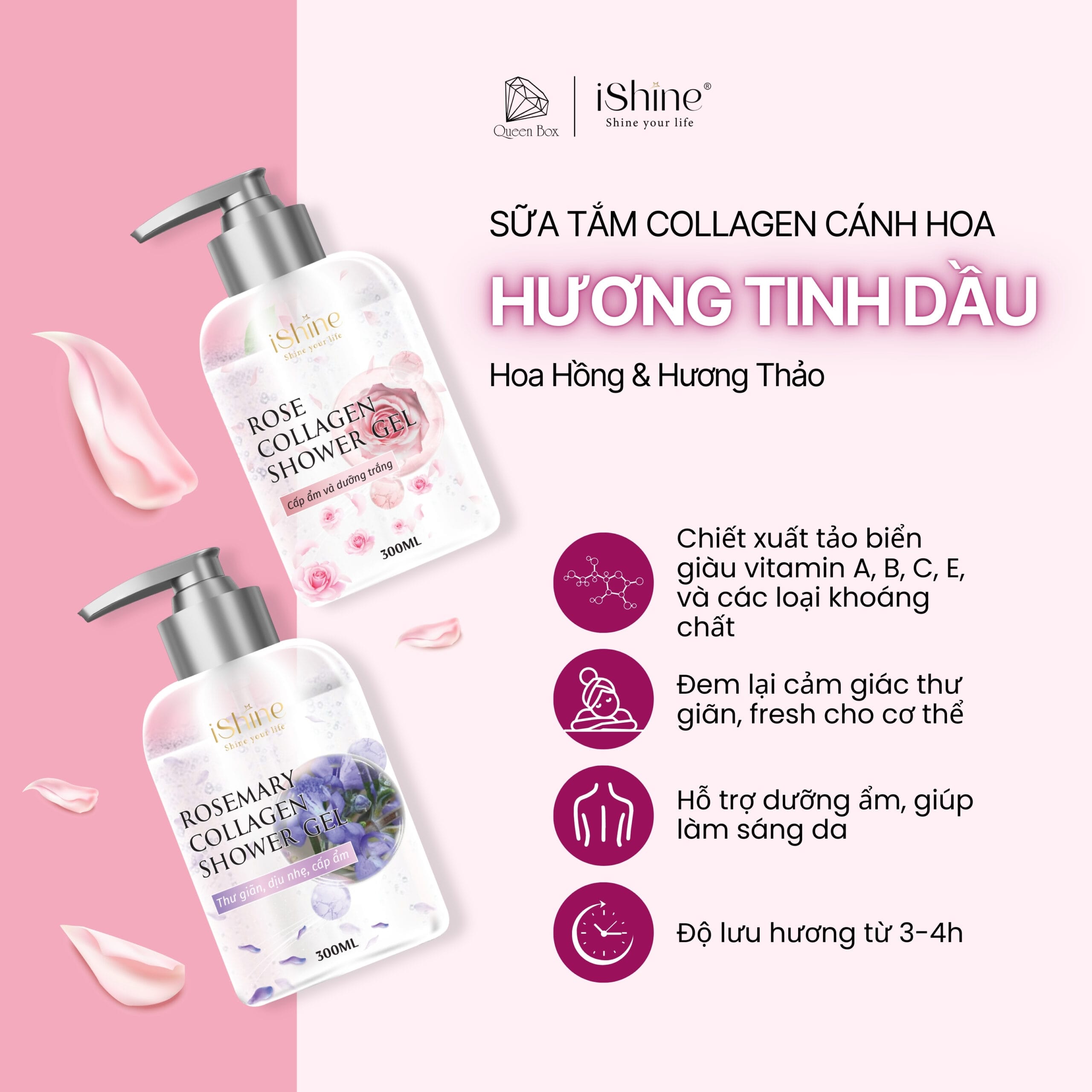 Best choice dành cho các nàng yêu thích mùi hương thơm ngát - Sữa tắm collagen cánh hoa ISHINE