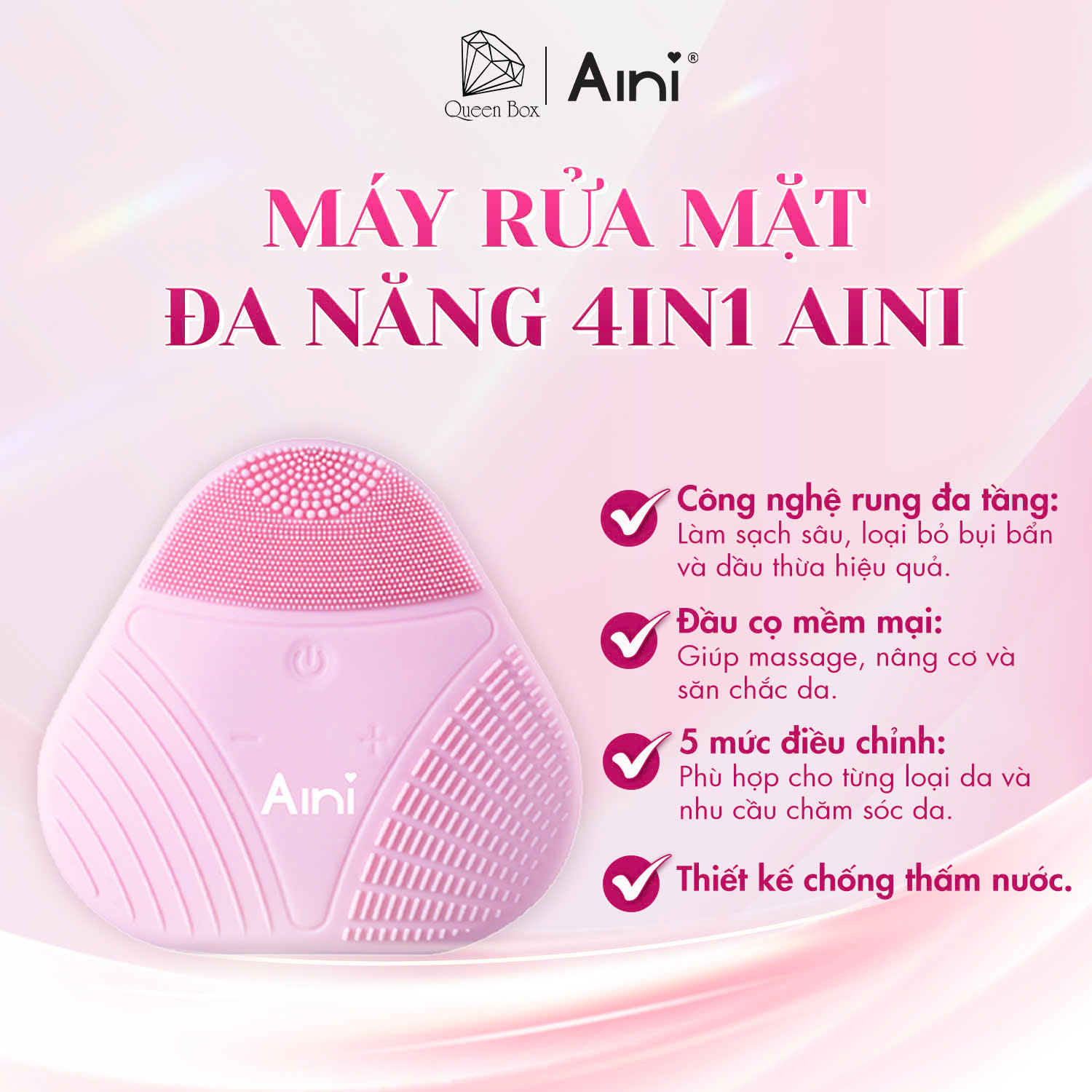 Máy rửa mặt 4in1 AINI - Làm sạch sâu và giúp nâng cơ